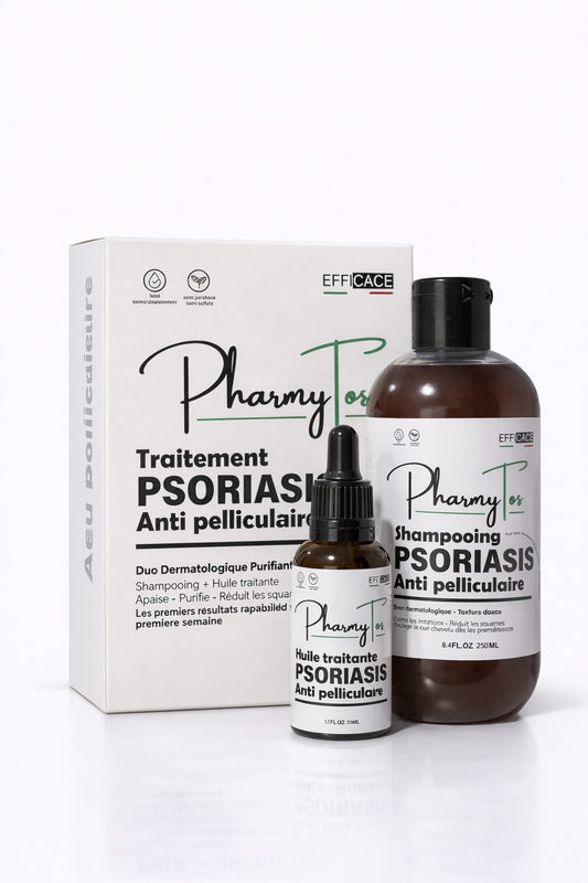 PharmyTos Traitement Psoriasis & Anti-Pelliculaire  Duo Shampooing + Huile Dermatologique