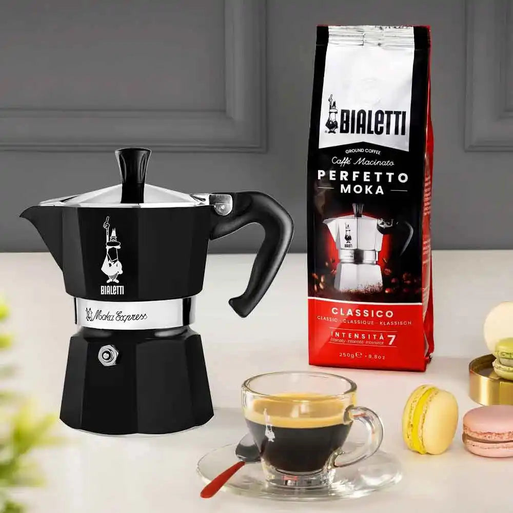 Bialetti Moka Express Cafetière en Aluminium Italienne Noir