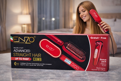 Brosse Lissante Chauffante ENZO EN-4102T – Jusqu’à 988°F – Avec Beauty Styler Offert
