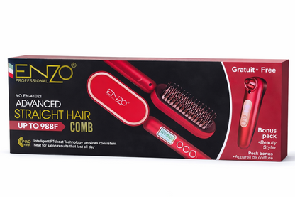 Brosse Lissante Chauffante ENZO EN-4102T – Jusqu’à 988°F – Avec Beauty Styler Offert