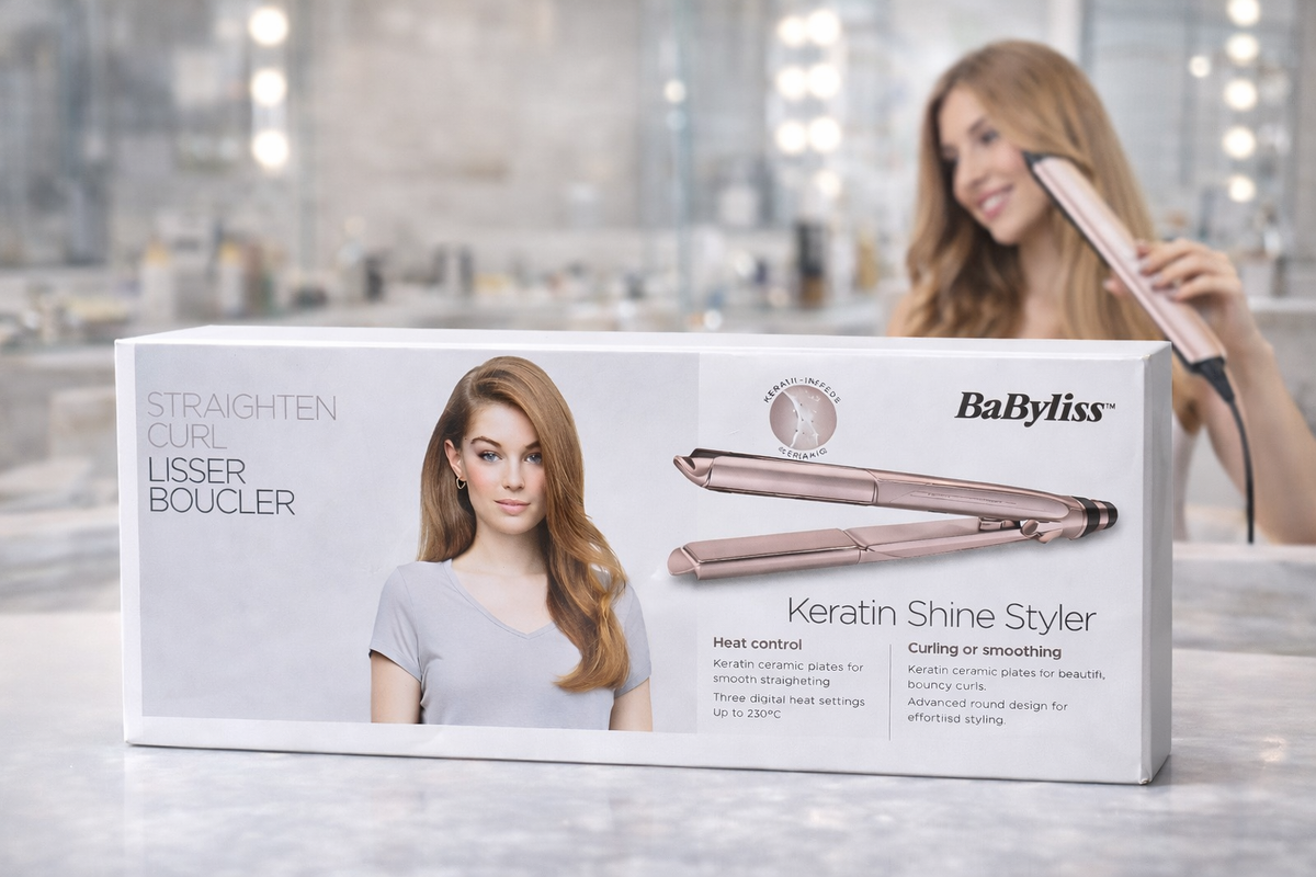 Lisseur Boucleur BaByliss Keratin Shine Styler – Plaques Céramique à la Kératine – 230°C