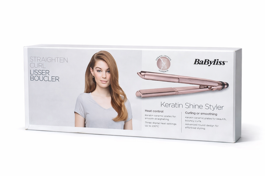 Lisseur Boucleur BaByliss Keratin Shine Styler – Plaques Céramique à la Kératine – 230°C