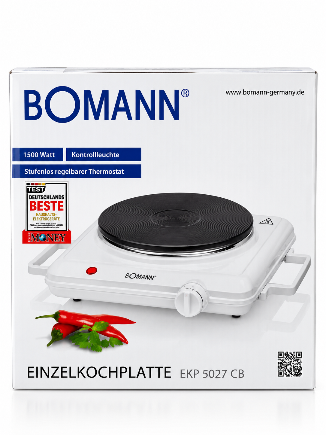 Bomann EKP 5027 CB – Plaque de Cuisson Électrique chauffante 1500W