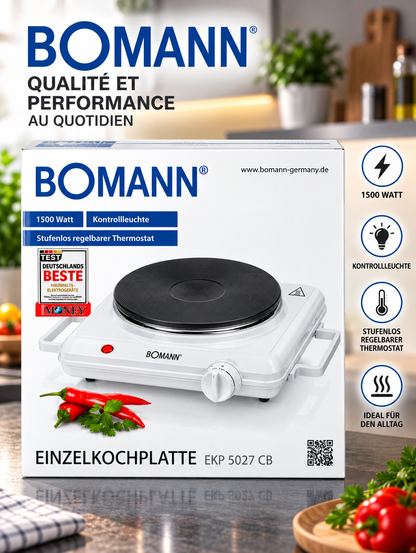 Bomann EKP 5027 CB – Plaque de Cuisson Électrique chauffante 1500W