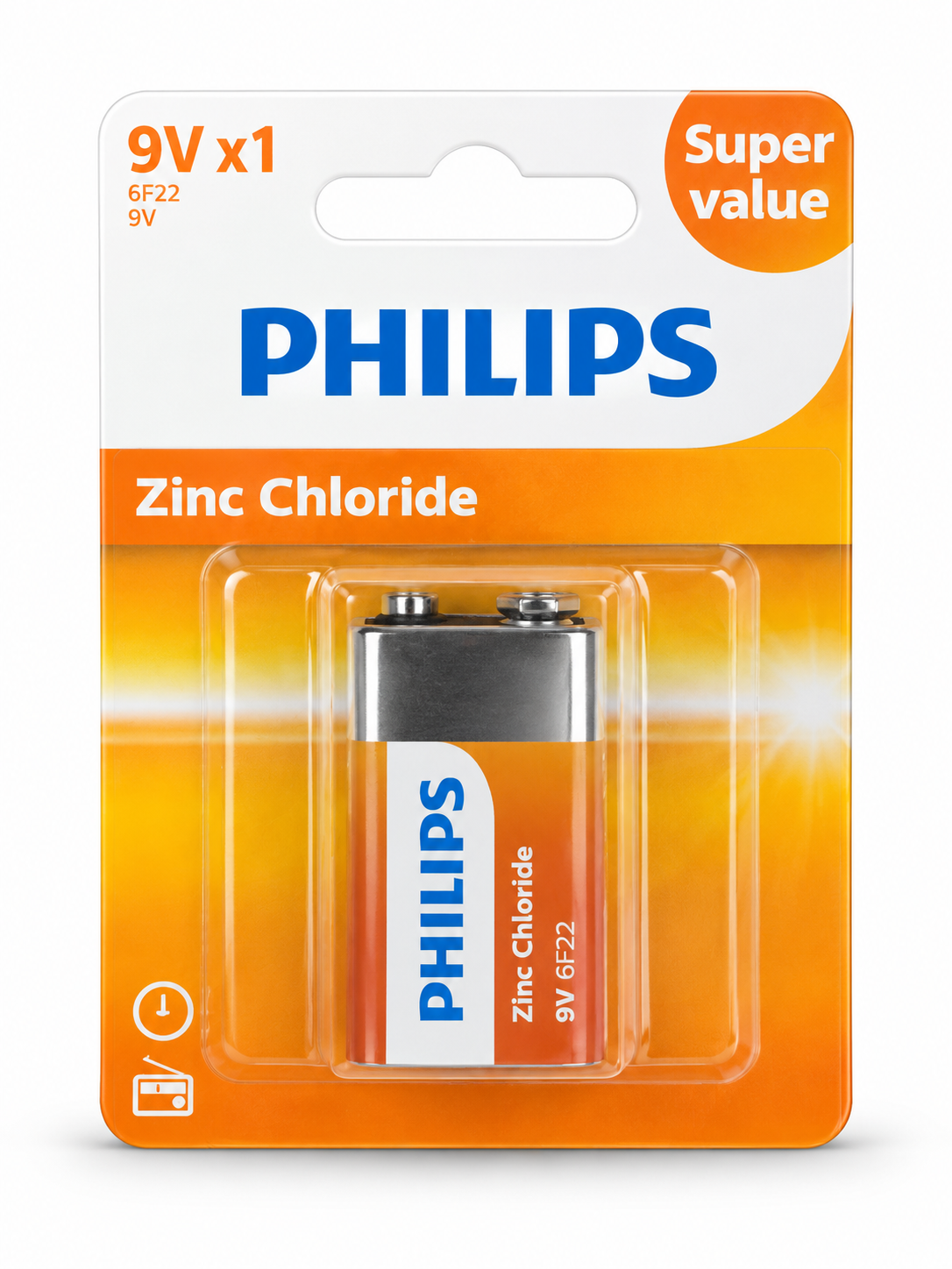 Pile Philips Zinc Chloride 9V 6F22 – 1 pcs