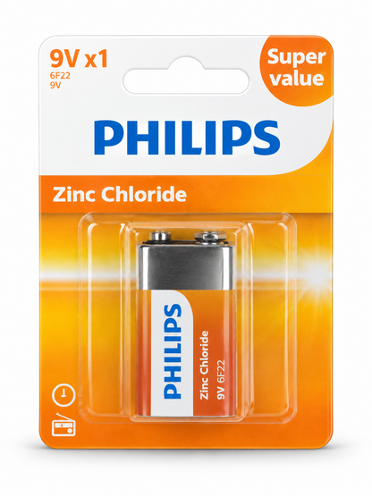 Pile Philips Zinc Chloride 9V 6F22 – 1 pcs