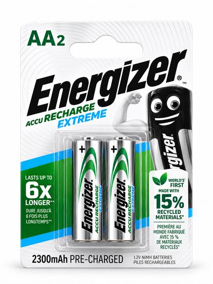 Energizer Accu Recharge Extreme AA – Piles Rechargeables 2300 mAh – 2pcs