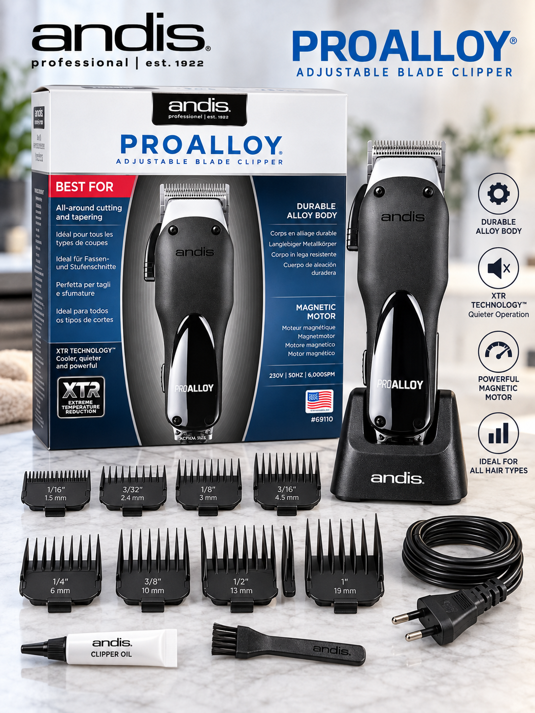 Andis ProAlloy – Tondeuse Professionnelle à Lame Réglable