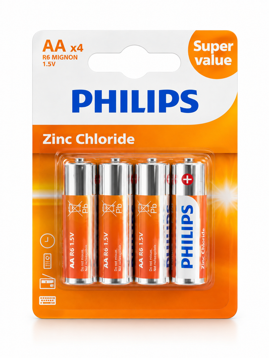 Philips Zinc Chloride AAA R03 – Piles 1,5V – Pack de 4pcs
