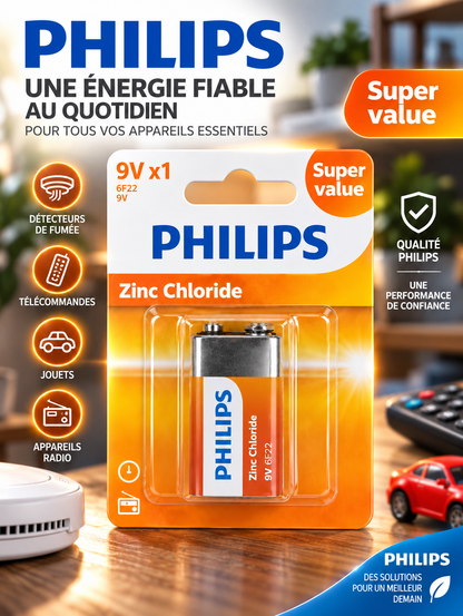 Pile Philips Zinc Chloride 9V 6F22 – 1 pcs