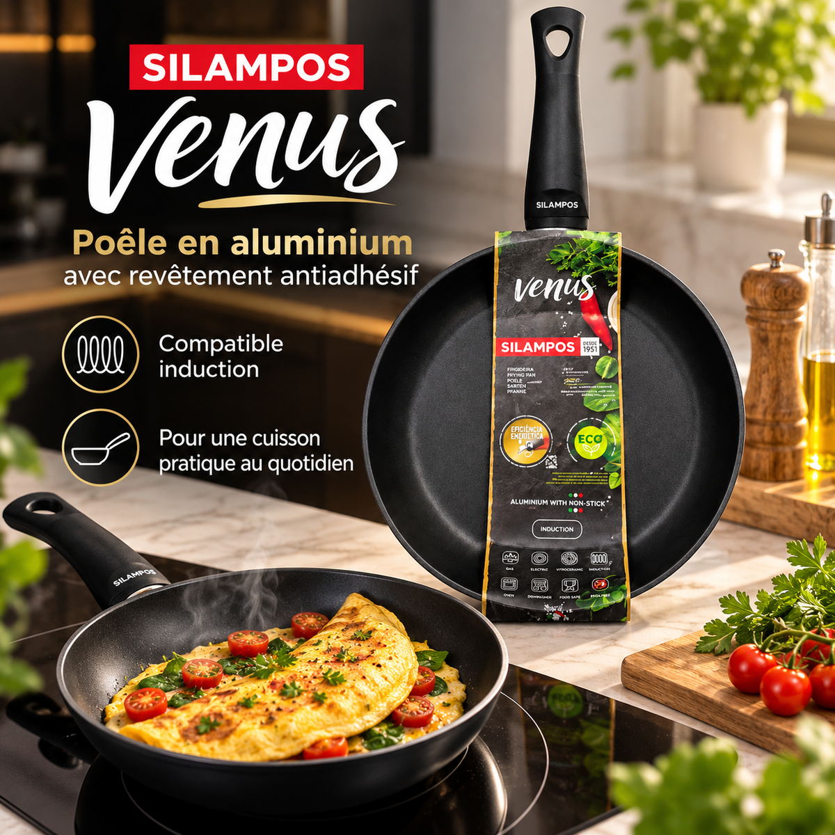 Poêle antiadhésive SILAMPOS Venus – Compatible induction